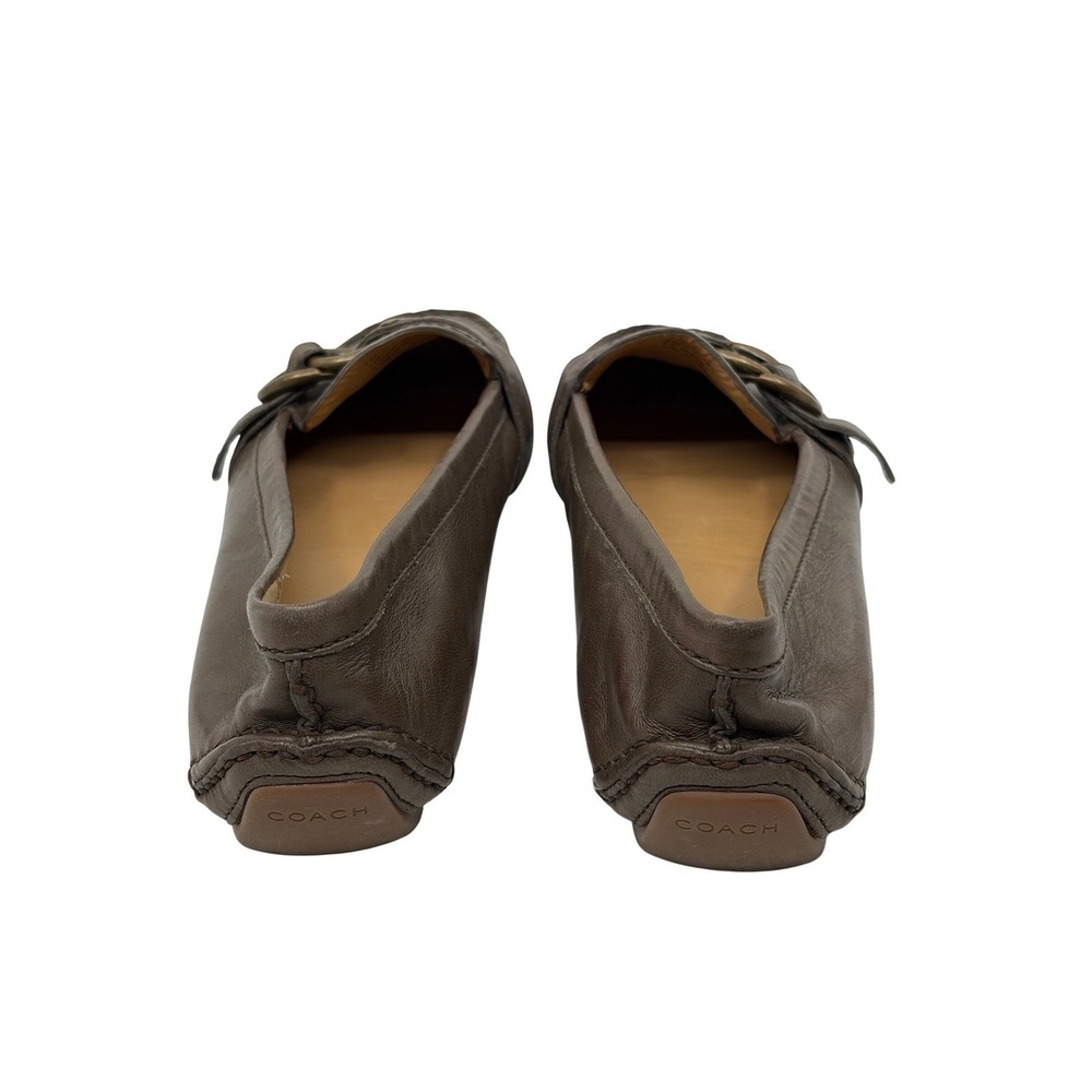 Coach Avril Brown Leather Driving Loafers Brass Buckle Flats Womens Slip On 9B - Picture 7 of 9